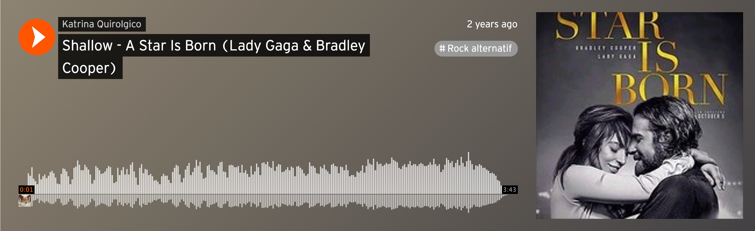 Image linking to SoundCloud recording of Katrina Quirolgico's rendition of Shallow from A Star is Born